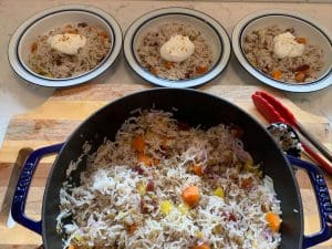 Lentils and Rice in a pot