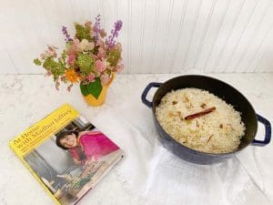 Basmati rice pilaf prepared from Madhur Jaffrey's cookbook