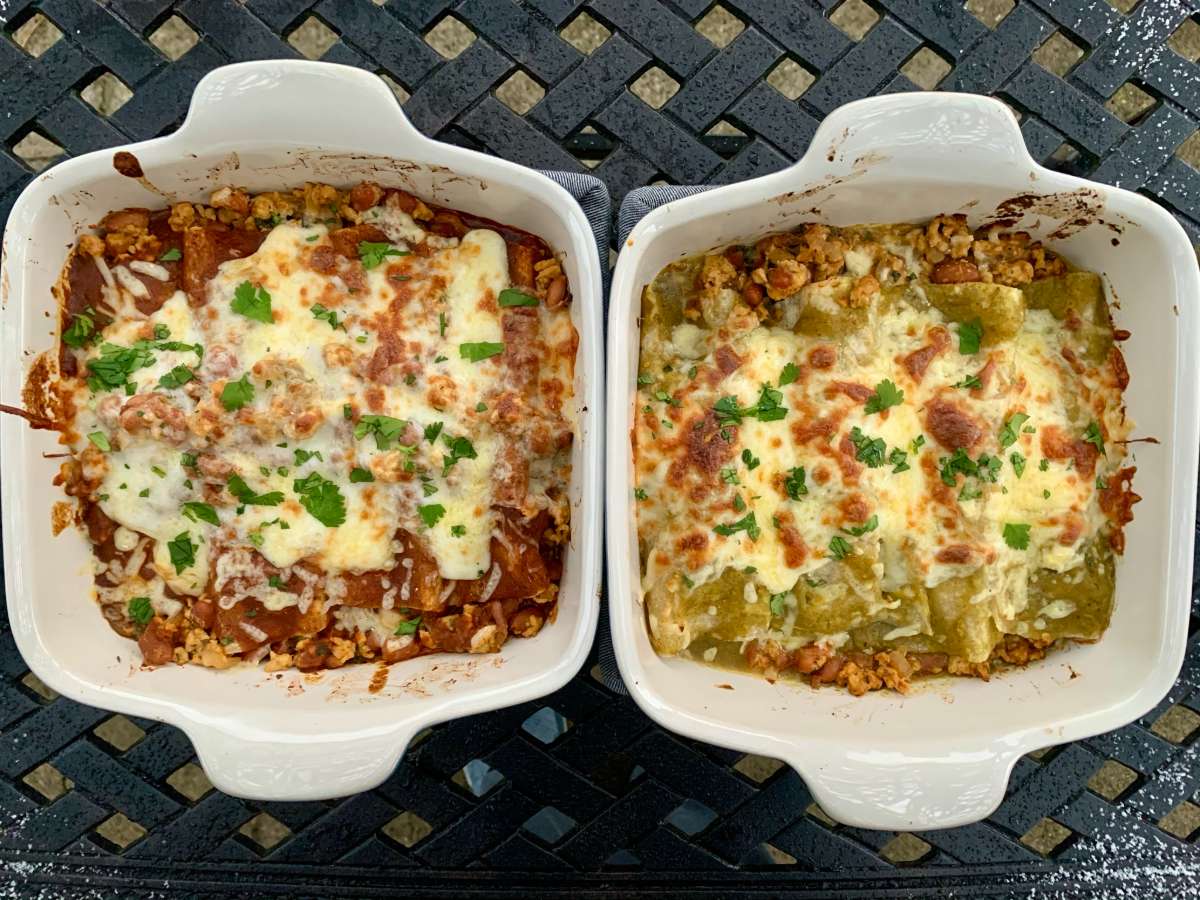 Christmas Style Enchiladas Red and Green Sauce Supper Sanity