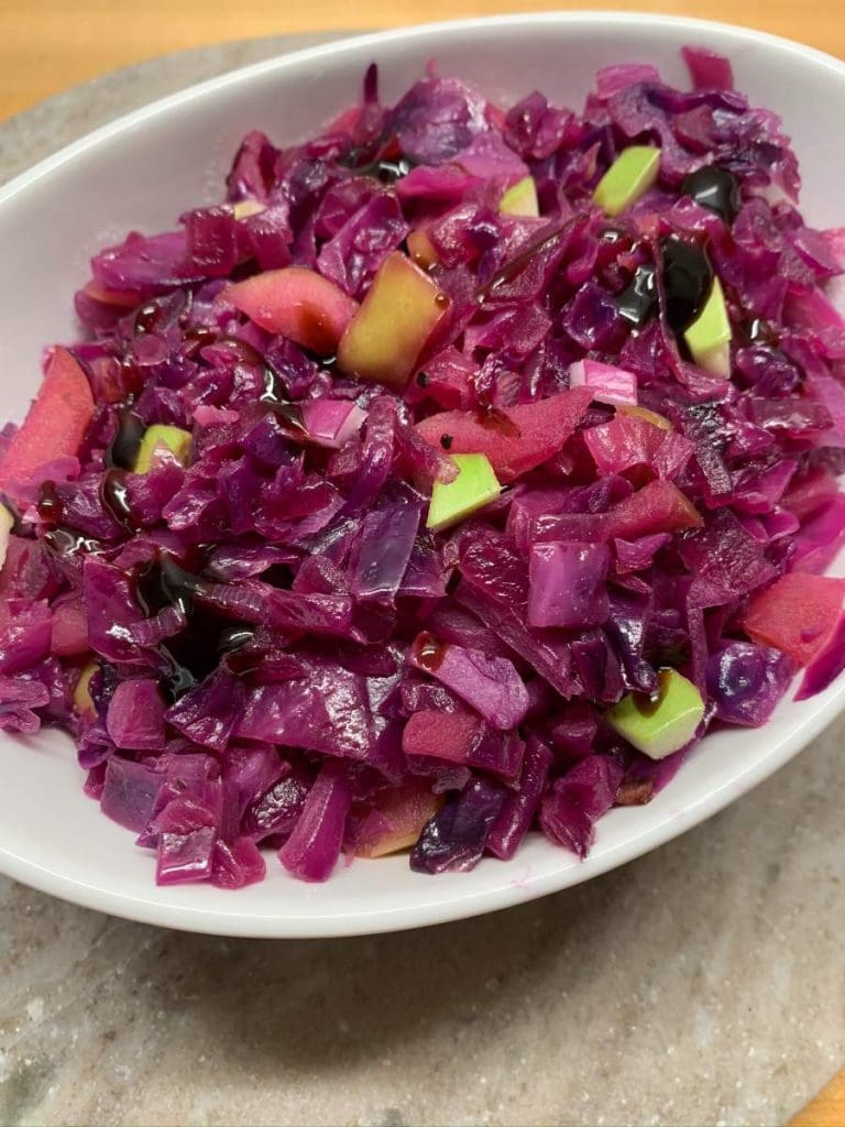 Sweet and Sour Red Cabbage in a bowl