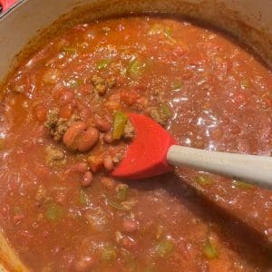Chili cooking in a pot