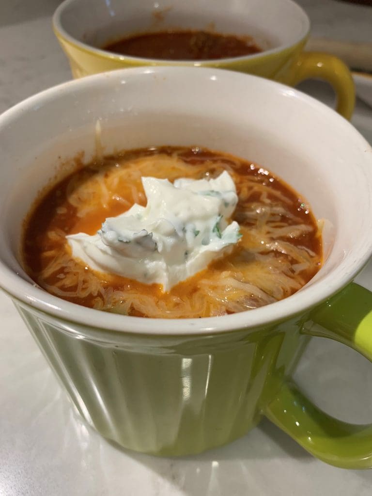 Secret Ingredient Chili in a mug