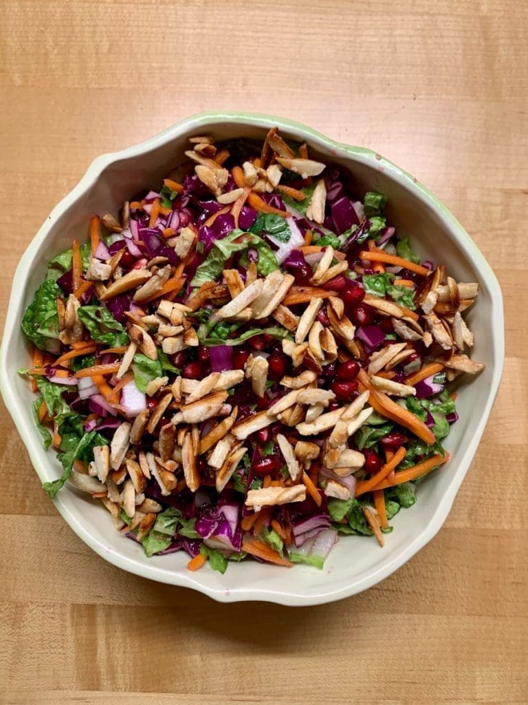 Cabbage Pomegranate Salad in a bowl