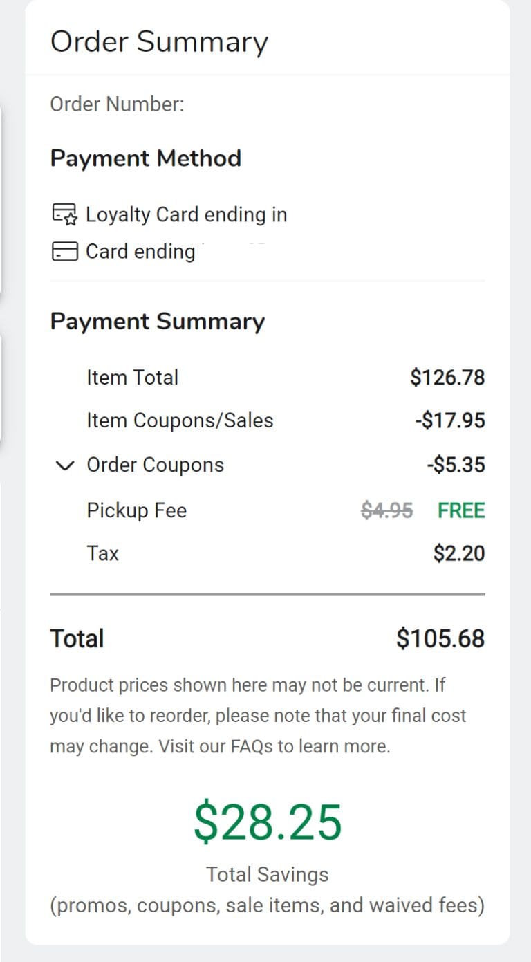 Kroger receipt showing $28 in grocery savings.