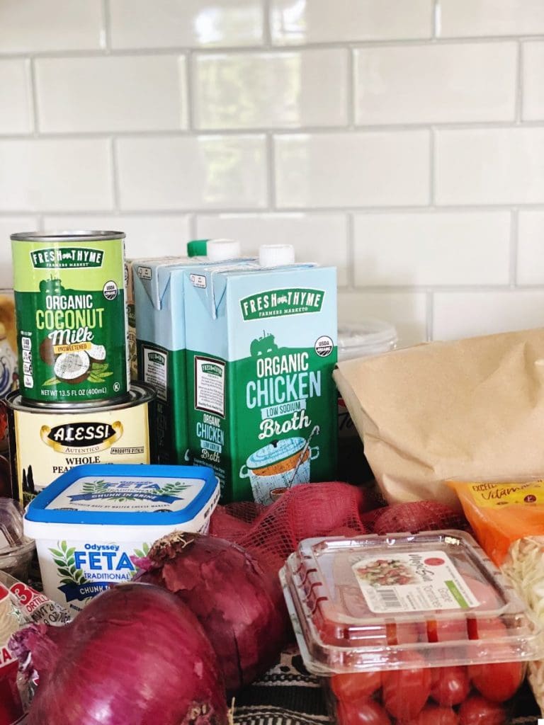 on-hand ingredients on kitchen counter to save money on groceries