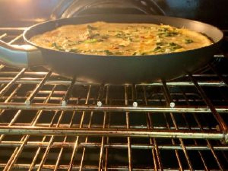 Broil frittata to get a golden brown top